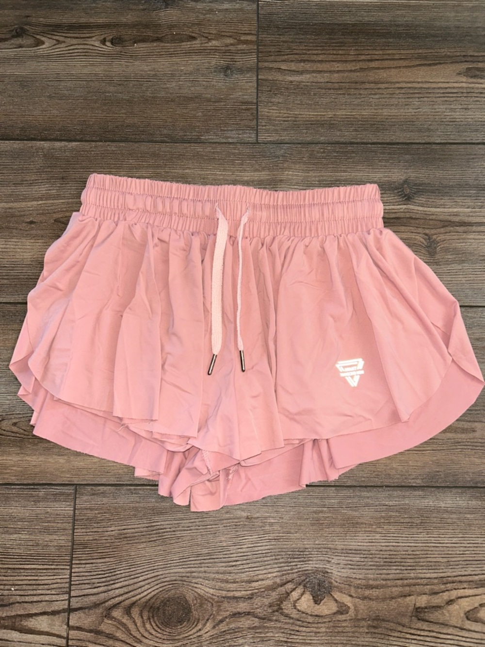 Women's Pink Athletic Ruffle Shorts - Brand Unspecified